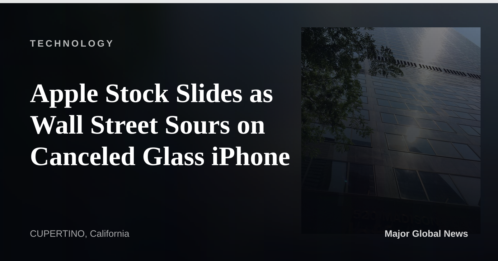 Apple Stock Slides as Wall Street Sours on Canceled Glass iPhone