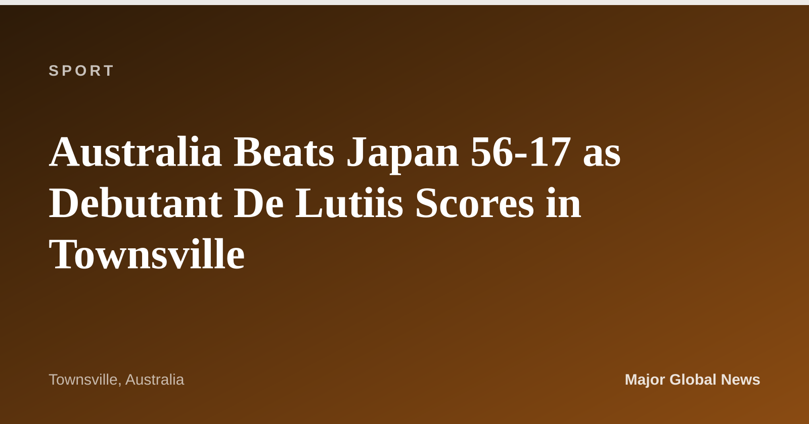Australia Beats Japan 56-17 as Debutant De Lutiis Scores in Townsville