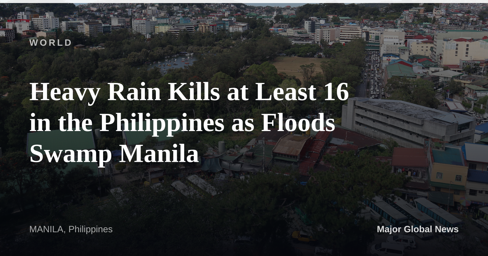 Heavy Rain Kills at Least 16 in the Philippines as Floods Swamp Manila