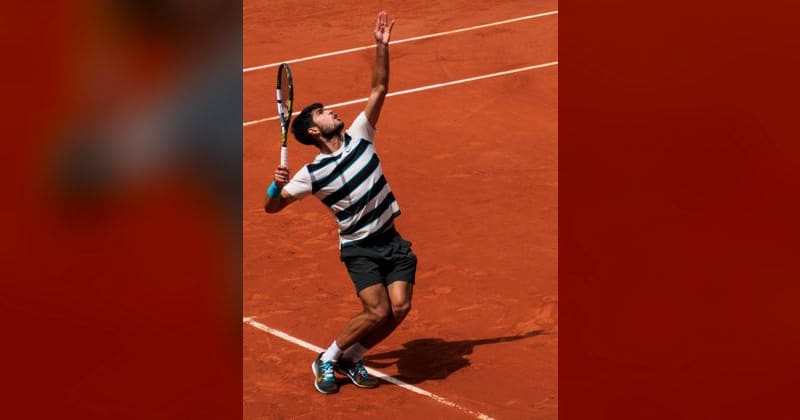 Carlos Alcaraz, Professional tennis player, defending US Open champion. File photo, 2025.